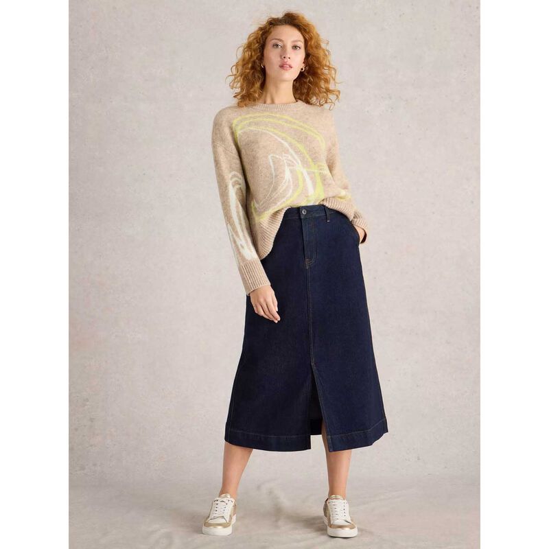 White Stuff Allie Denim Midi Skirt image number 3